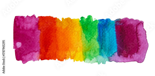 Brush line. Vector rainbow paint brush spot, highlighter line or felt-tip pen marker. Ink smudge abstract shape stains with texture