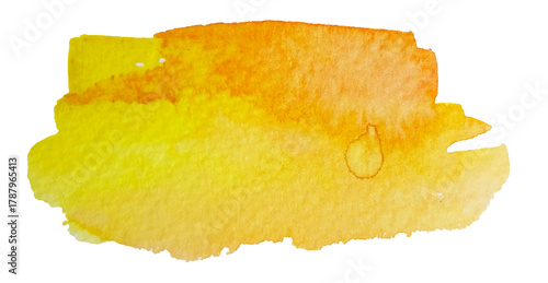 Brush line. Vector yellow paint brush spot, highlighter line or felt-tip pen marker. Ink smudge abstract shape stains with texture