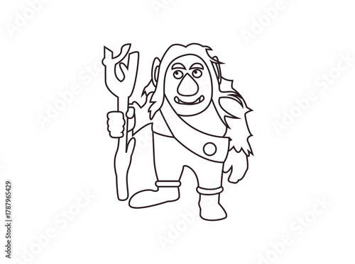 green troll with a stick club funny emoji symbol sign icon vector illustration isolated flat fantasy creature trolling