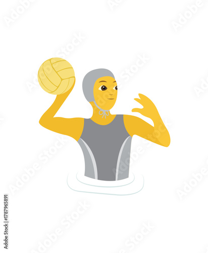 Exercise waterpolo sports athlete athletic water sports ball person playing non-binary emoji symbol sign icon vector illustration isolated flat