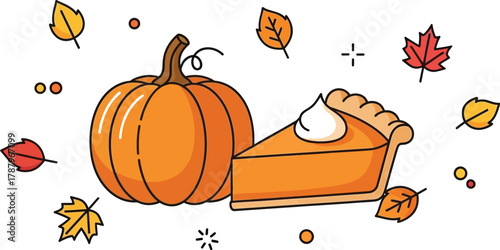 Pumpkin pie and pumpkin for thanksgiving day