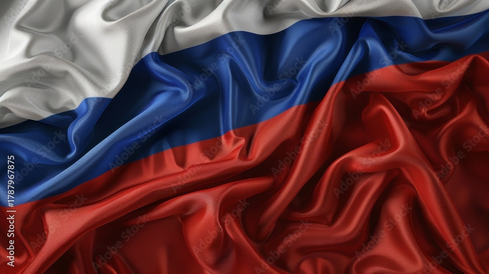 Obraz premium Realistic fabric representation of the russian flag for independence day celebrations