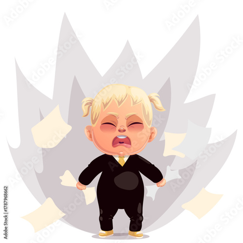 Vector illustration of a worker tired at work