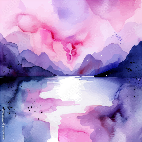 Beautiful Watercolor design, flat flowing river paintings isolated on a white background, illustration, AI painting design, vector set, eps format 2d design