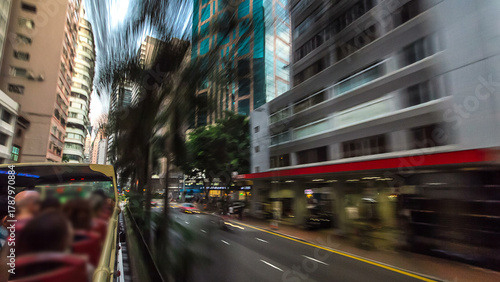 Valokuva A Hong Kong streets view timelapse from open-top touristic bus during Hong Kong