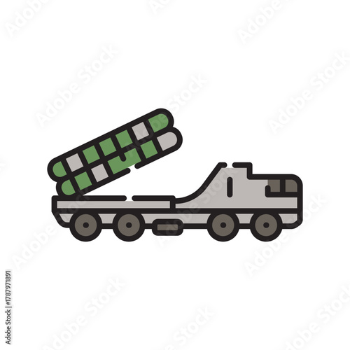 surface to air missile black line icon. Vector isolated element