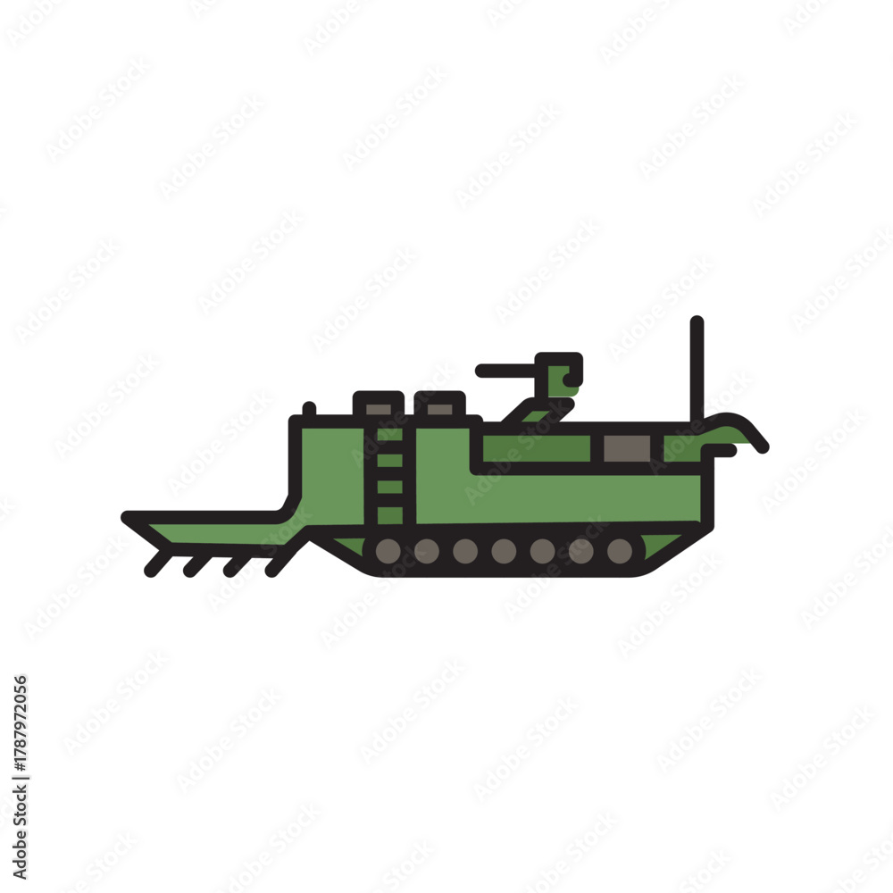 Obraz premium engineering vehicle color flat icon. Vector isolated element