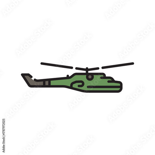attack helicopter color flat icon. Vector isolated element
