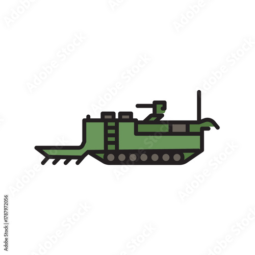 engineering vehicle color flat icon. Vector isolated element