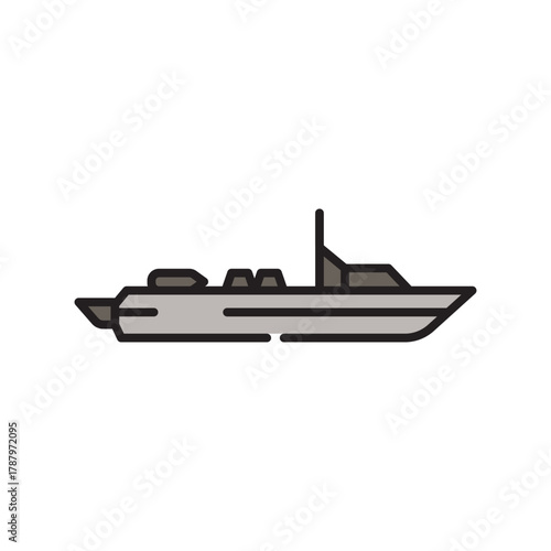 landing craft color flat icon. Vector isolated element