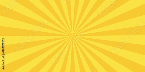 Yellow banner with Sun rays, yellow lines background, light