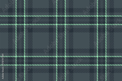Upscale plaid check texture, canadian tartan fabric vector. Silky background textile seamless pattern in pastel and dark colors.