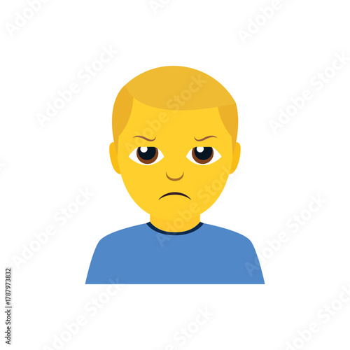 angry man upset frown furious sad emoji face person men male head emoji symbol sign icon vector illustration isolated flat