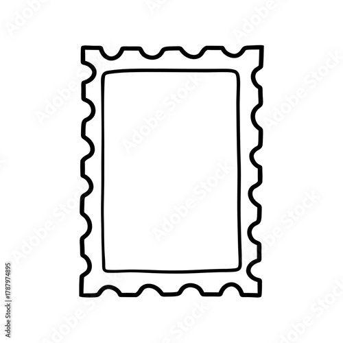 Whimsical hand drawn frame. Vector mail stamp doodle