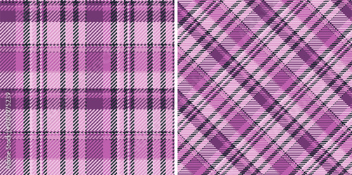 Seamless check textile of pattern fabric plaid with a vector texture background tartan. Set in fashionable colors for symmetry tissue designs in fashion.