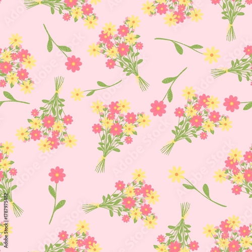 Minimalist Scatter Floral Pattern with Grained Texture