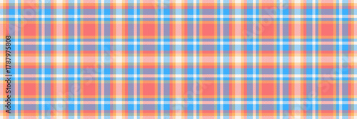 Lovely textile check fabric, shirt pattern seamless tartan. Place vector background texture plaid in cyan and red colors.