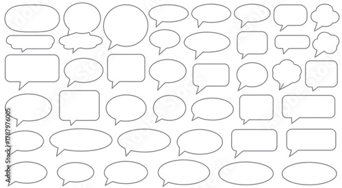 Vector set of various outline speech and thought bubbles design