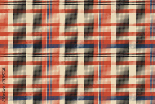 Spring seamless vector plaid, customizable pattern textile check. Setting tartan texture fabric background in light and red colors.
