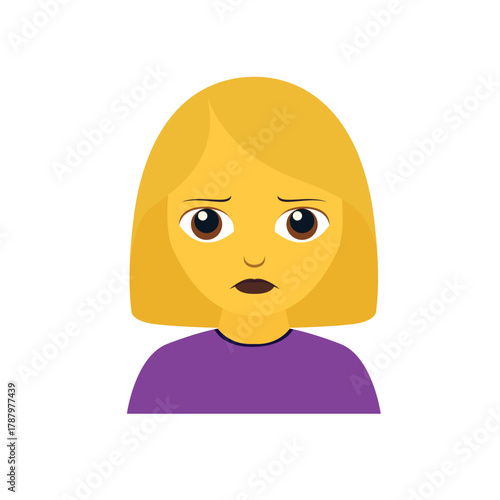 mad sad upset woman frown frowning person people face emoji symbol sign icon vector illustration isolated flat