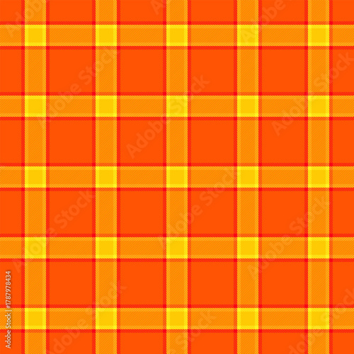 Yellow fabric seamless check, merry christmas plaid vector pattern. Website texture tartan background textile in bright and yellow colors.