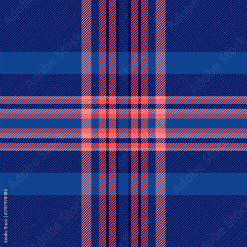 Kitchen seamless check plaid, delicate texture vector textile. Back to school background pattern fabric tartan in blue and dark colors.