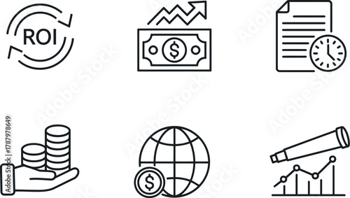 Financial management icons on
