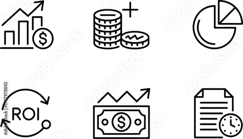 Business and finance icon set isolated
