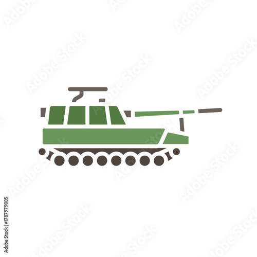 self propelled artillery black line icon. Vector isolated element