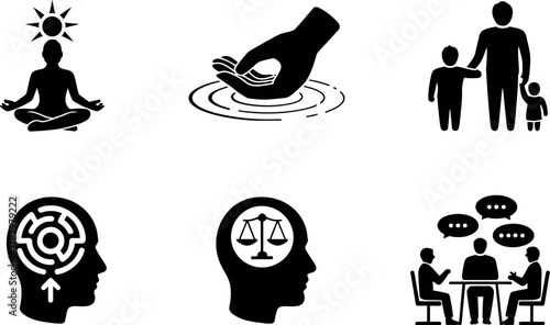 Wellbeing icon set isolated