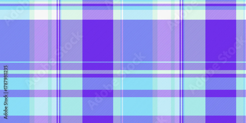 Merry background seamless tartan, infant check pattern textile. Teenage plaid texture vector fabric in violet and cyan colors.
