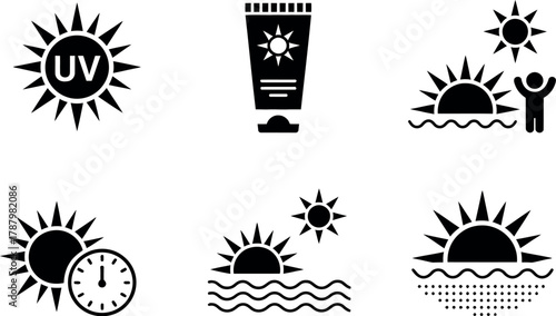 Sun protection icons