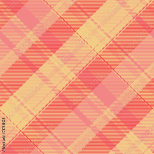 Soft textile fabric pattern, elegant vector texture tartan. Independence day check plaid background seamless in orange and red colors.