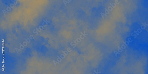 Beautiful blue sky with fluffy white clouds, a clear bright summer nature view