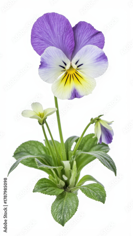 Naklejka premium Colorful Pansy (Viola) Flower Isolated on a Clean White Background