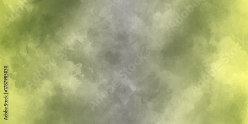 Green abstract background with bubbles and a dark blue cloud texture, resembling misty night water motion