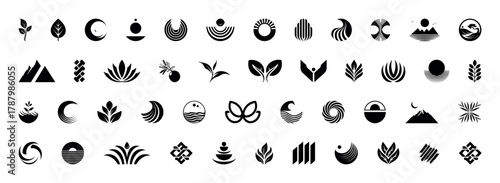 Set of geometrical Eco and Nature logos. Abstract logo mega collection isolated on white transparent background. Abstract logos mega collection. Geometrical abstract logos. Green Drop Logo design