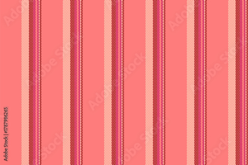 Vuality textile seamless vector, curtain stripe texture lines. Paper background pattern vertical fabric in red and bisque colors.