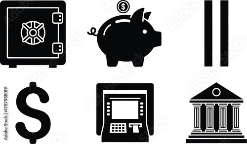 Banking Finance Money Security Investment Icons Set with vector illustration