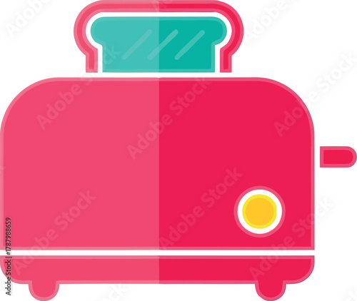 Retro red toaster flat icon