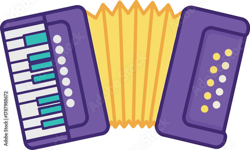 Purple accordion musical instrument vector art