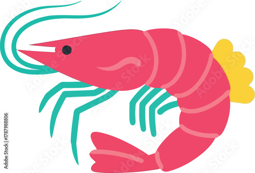 Vibrant pink shrimp illustration