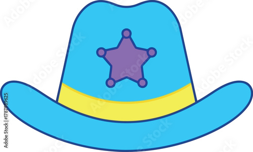 Blue cowboy hat with sheriff star icon