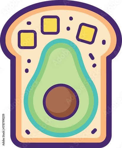 Avocado toast icon healthy breakfast food art