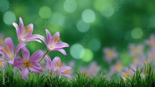 Beautiful Pink Flowers with Blurry Green Background for Nature and Floral Themes in Wallpaper and Design Projects