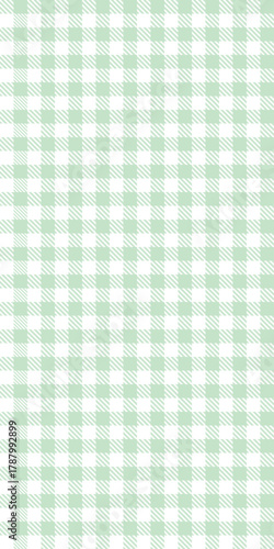 Seamless vector pattern with light green and white gingham check design, spring Easter theme, fresh seasonal textile, picnic inspired background, geometric square style for modern fashion and decor