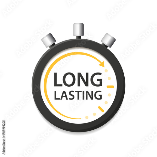 Long lasting. Timer, alarm clock. Long lasting outline icon vector design. Vector illustration