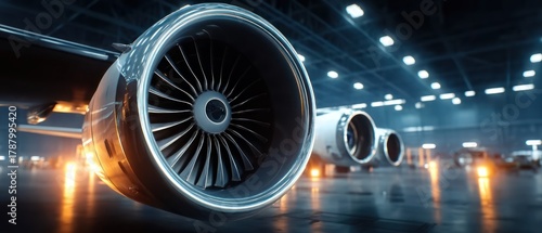 Wallpaper Mural Close up of airplane jet engine inside a hangar Torontodigital.ca