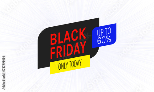 super sale 60% black friday banner geometric design vector