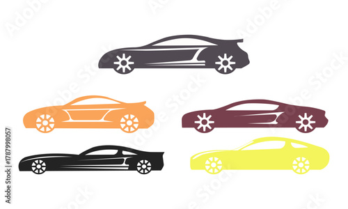 set collection design vector silhouettes of sports cars